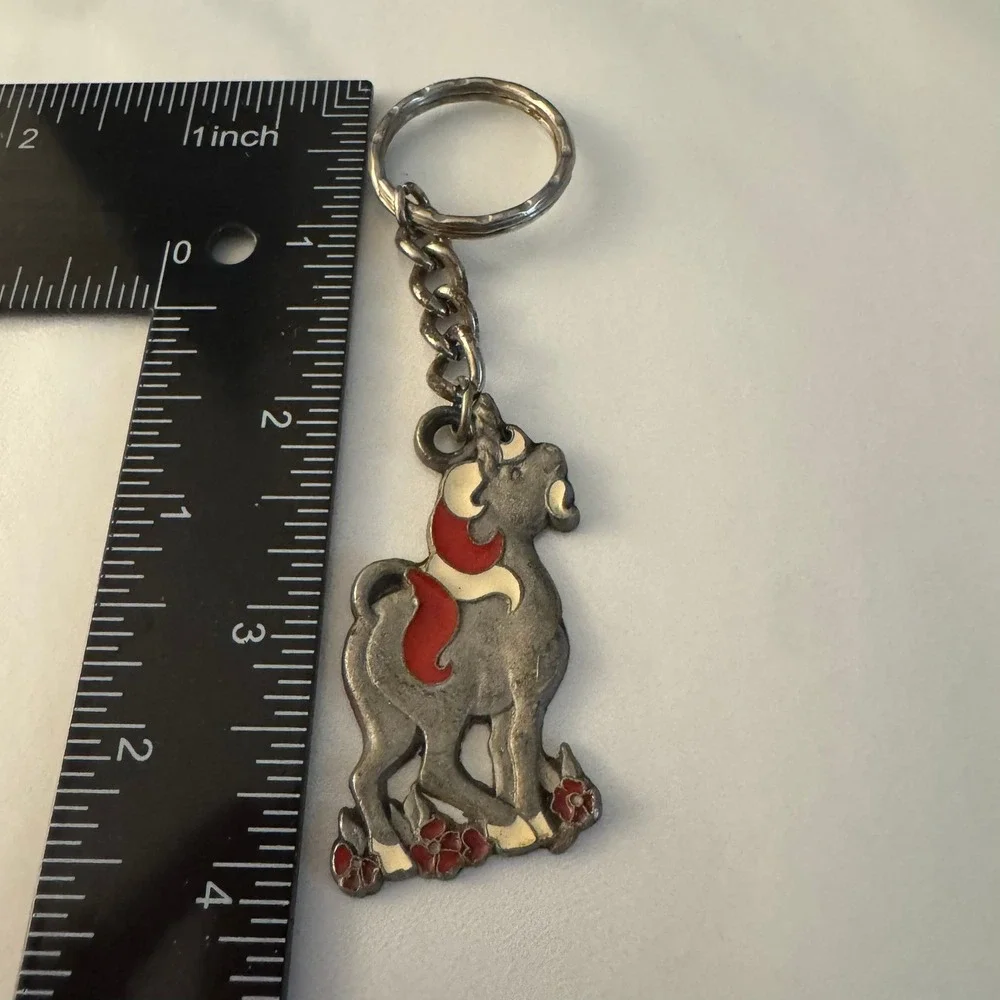 Vintage I Love Unicorns Pewter Keychain Cliffe Pewter Made in 1986, Novelty Gift